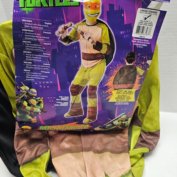 New Child Teenage Mutant Ninja Turtle Costume Boy L 12-14 Rubies Michelangelo - Picture 2 of 15